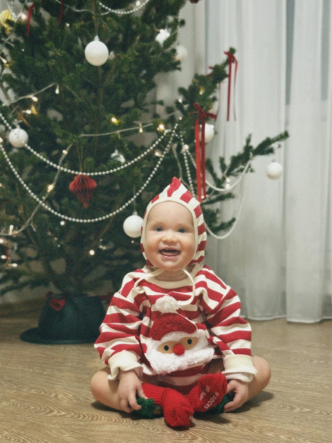 Customer photo review of Santa Baby Stripe Outfit