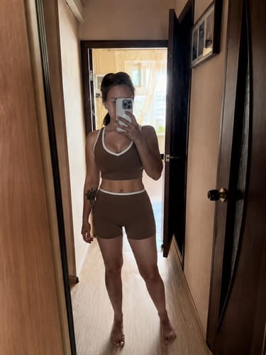 Customer photo review of Women’s Top & Shorts Workout Set – Duo Short