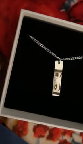 Customer photo review of Custom Eyes Necklace