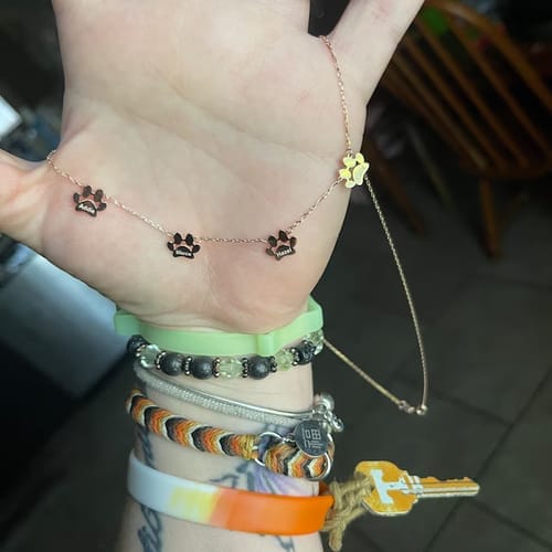 Customer photo review of Custom Paw Name Necklace – Separate Paws