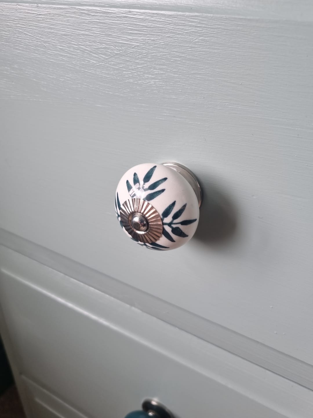 Customer photo review of Ceramic Door Knobs in Green and White - Set of 6