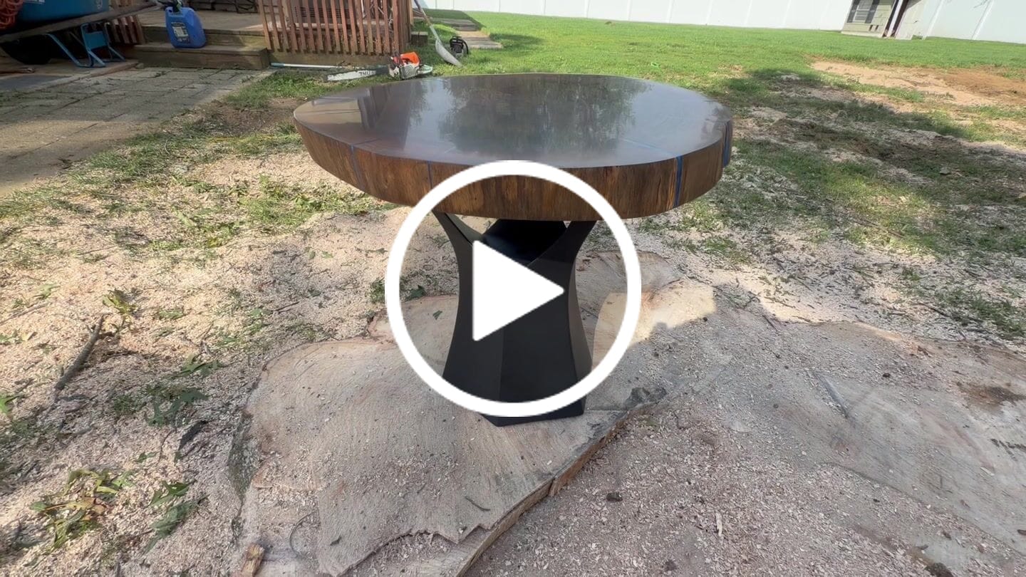 Customer video review of Coffee Table Base 16.1" H Tree Trunk for Modern Round Top - 106S Namu