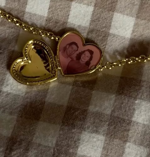 Customer photo review of Custom Photo Heart Locket Bracelet