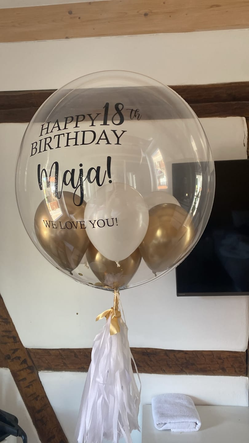 Customer photo review of Golden 18th Birthday Designer Ballon