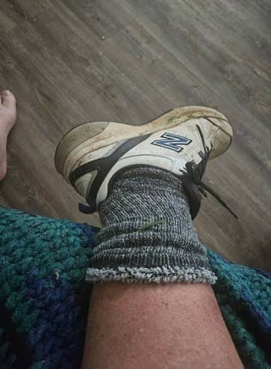 Customer photo review of 4 Pack Mid-Crew Thick Cushioned Sports Socks