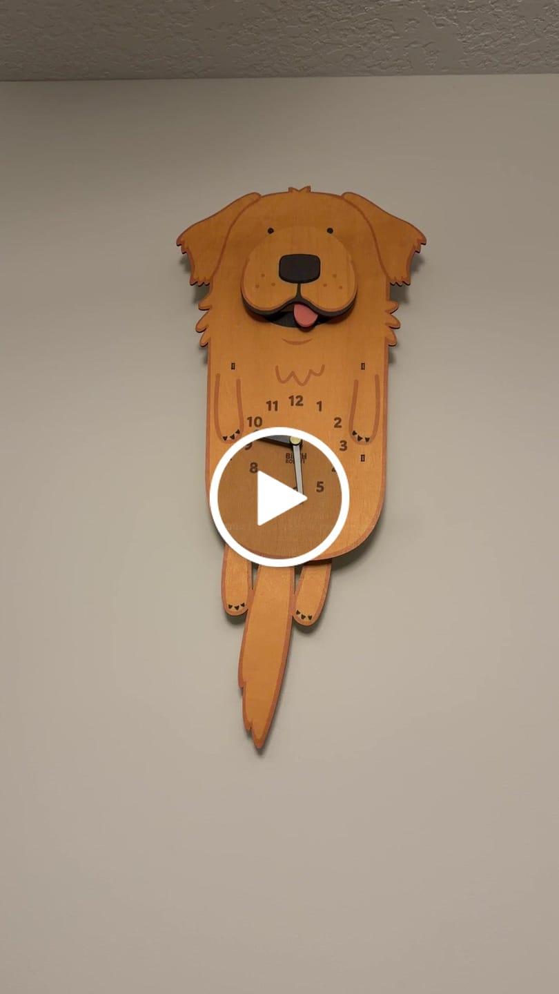 Customer video review of Charlie the Golden Retriever Pendulum Clock