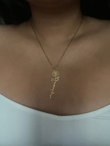 Customer photo review of Custom Birth Flower Name Necklace