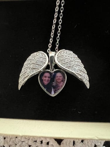 Customer photo review of Custom Angel Photo Locket Necklace