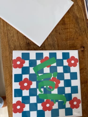 Customer photo review of Sublimatie tegel 15x15 cm wit glans – keramiek A+ kwaliteit