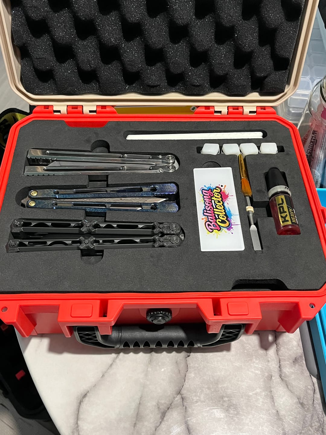 Customer photo review of BM Balisong Knife Storage Box Folding Knife Box Collection Box EDC Portable Cutting Tools Folding Knife Butterfly Knife Storage Box