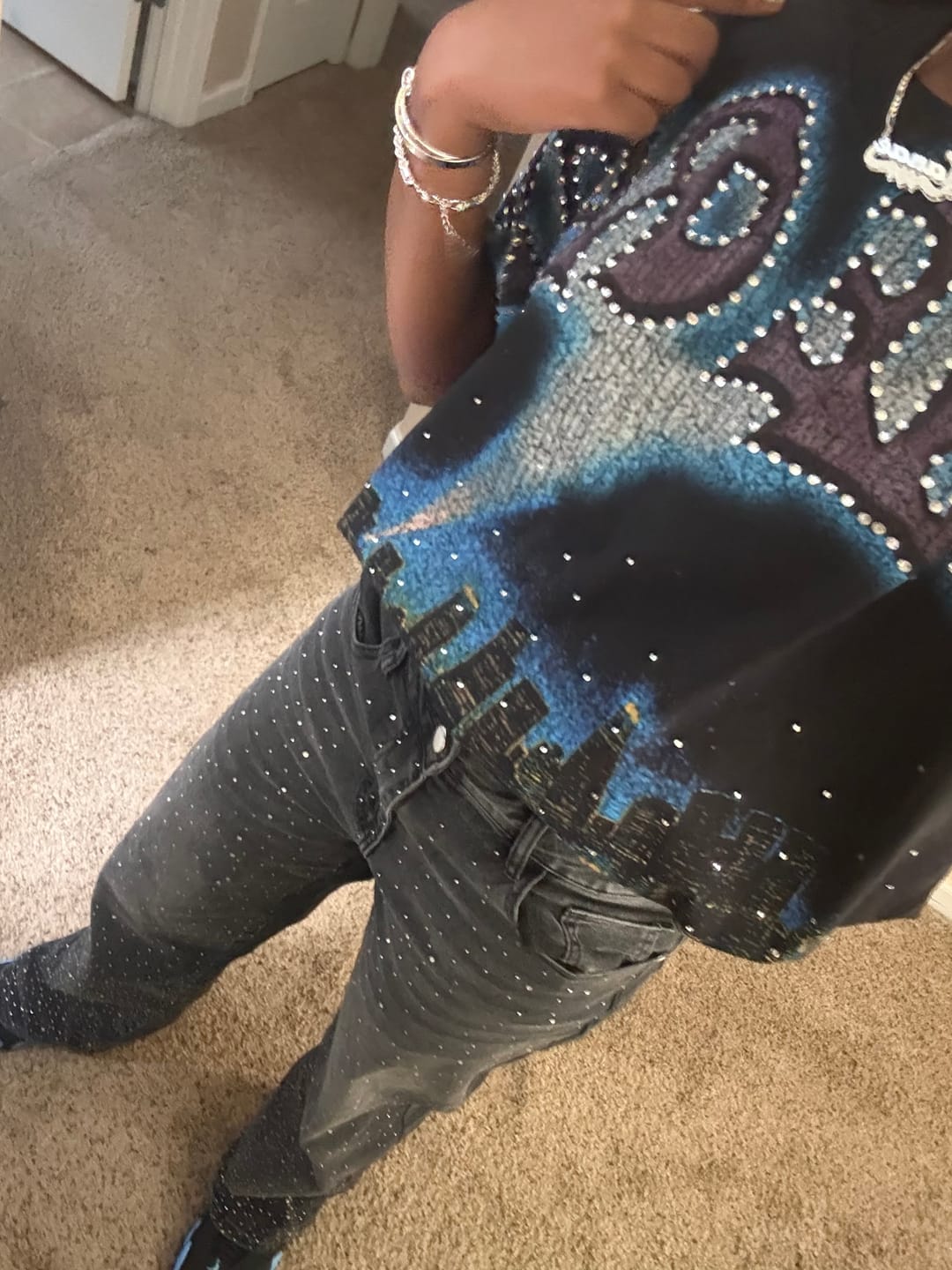 Customer photo review of Boxy L.A. Skyline Iced Out Tee-435