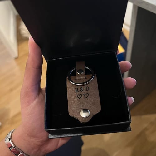 Customer photo review of Custom Leather Photo Keychain