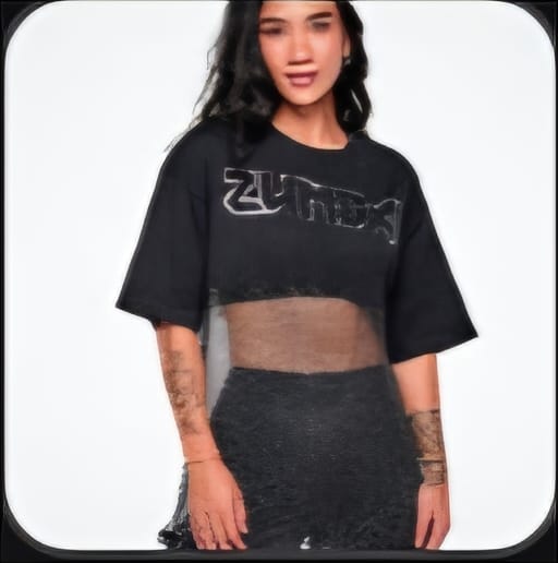 Customer photo review of Rock 'n' Roll Oversized Long Mesh Top
