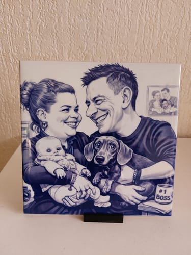Customer photo review of Zwarte Tegelhouder Display voor grote Sublimatie Tegels 15 x 15 cm