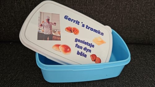 Customer photo review of Broodtrommel / Lunchbox Blauw voor sublimatie