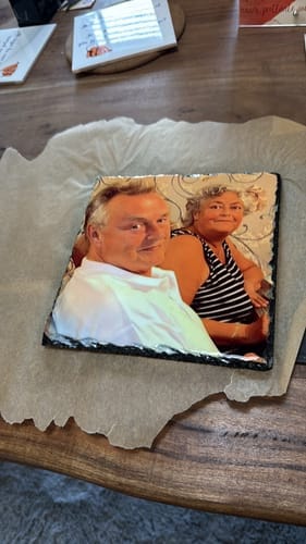 Customer photo review of Leisteen Vierkant 19,5x19,5cm voor sublimatie