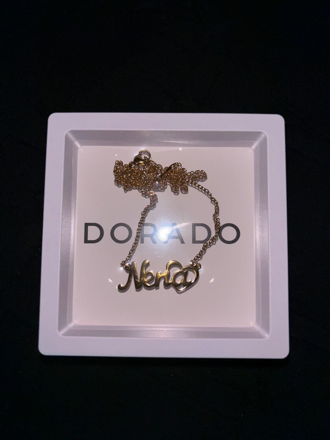Customer photo review of Crescent Heart Name Necklace