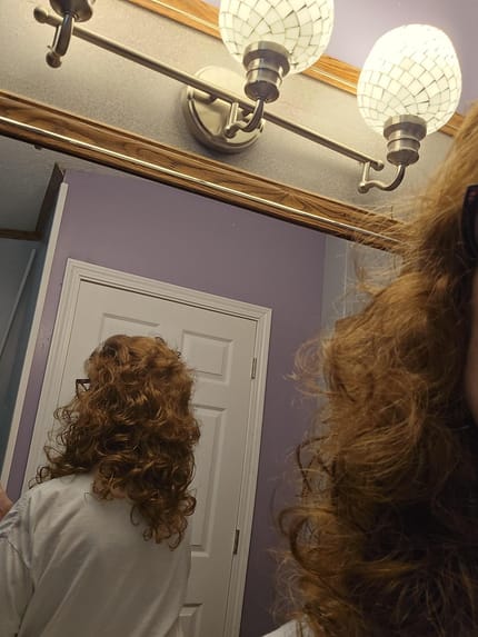 Customer photo review of Bouncy Curly Hair Topper for Thinning Hair | Clip-in Crown Coverage Hairpiece for Women