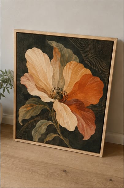 Customer photo review of Earthy Poppy Flower Canvas Wall Art