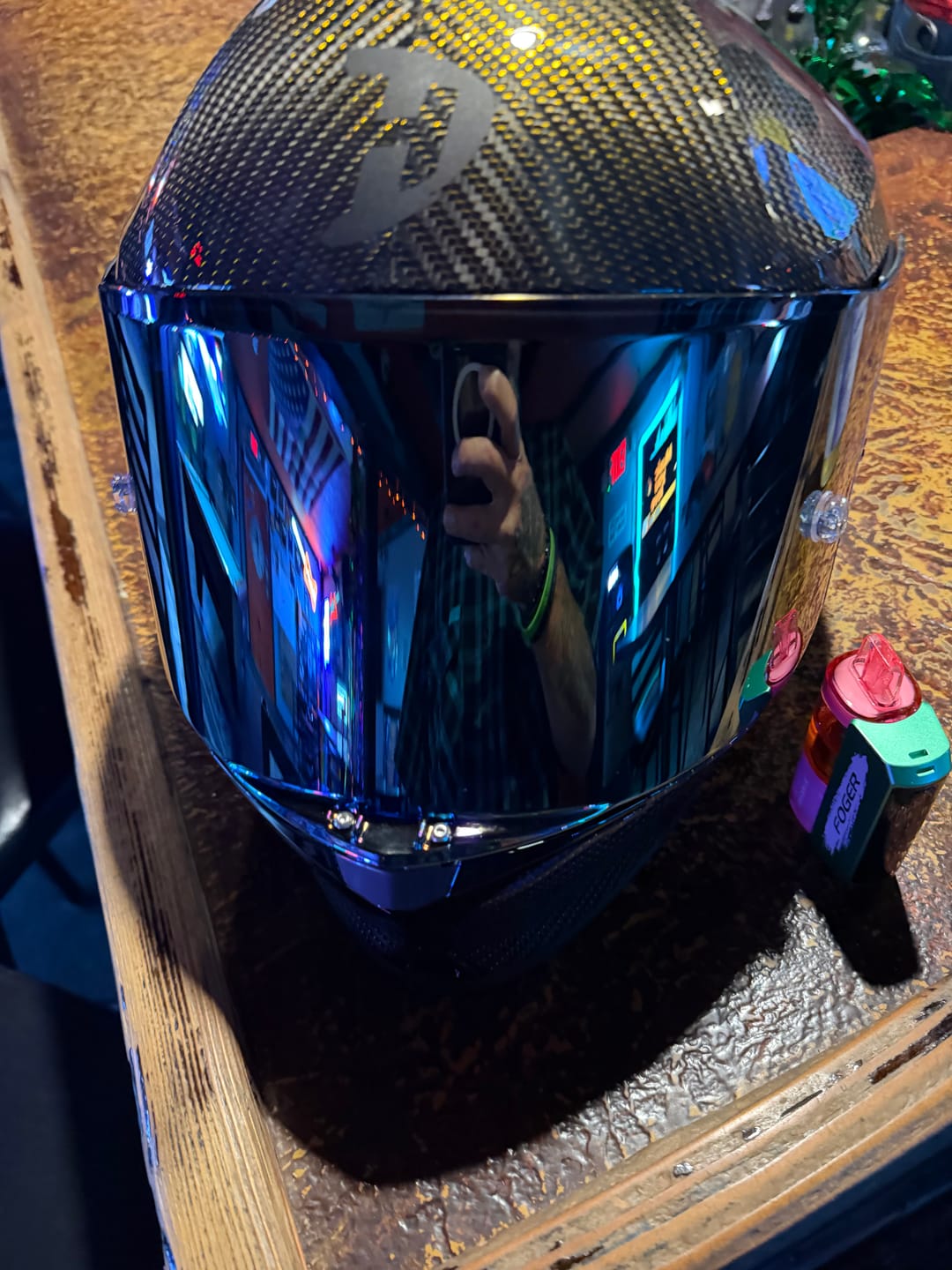 Customer photo review of D.O.T. & ECE Daytona Viper- Gold Carbon Fiber