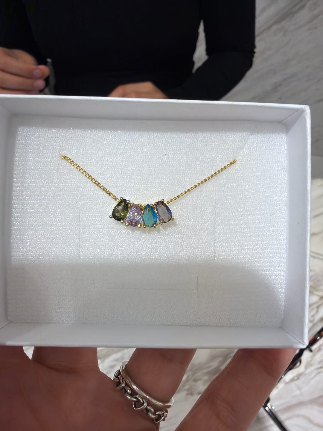 Customer photo review of Collar Birthstone Gota Dorado