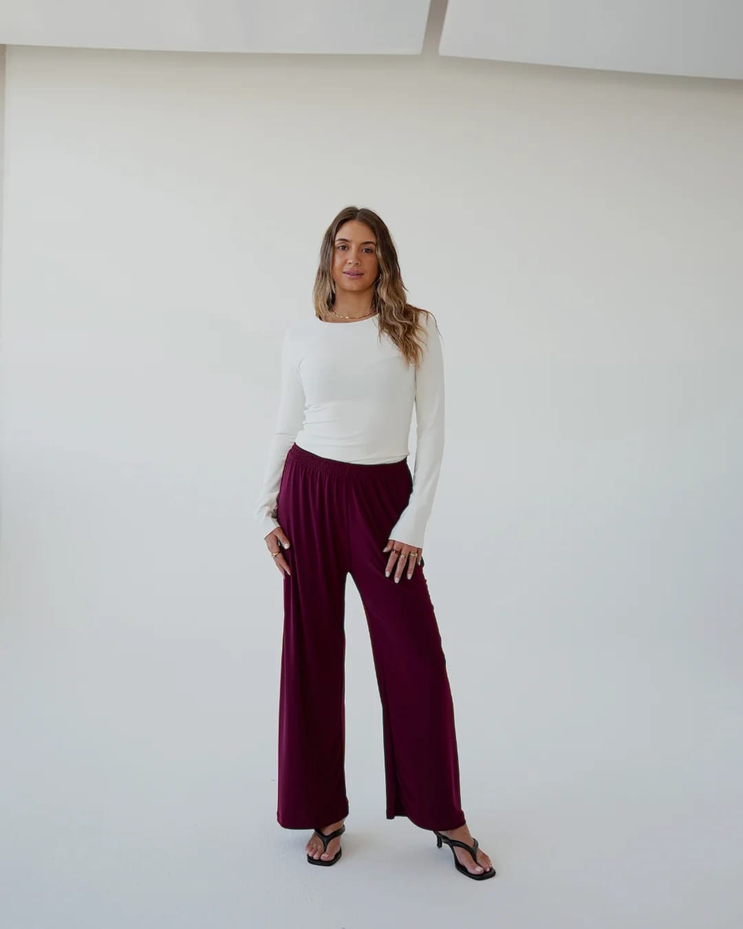 Customer photo review of Dark Maroon Straight Leg Resort Pants