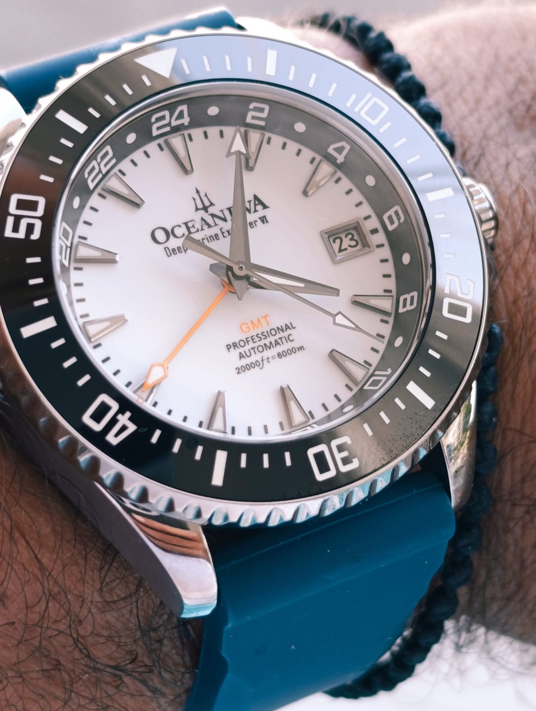 Customer photo review of Oceaneva 6000m FULL LUME DIAL Deep Marine Explorer VI Grade 5 Titanium GMT True Dive Full Lume Automatic Watch