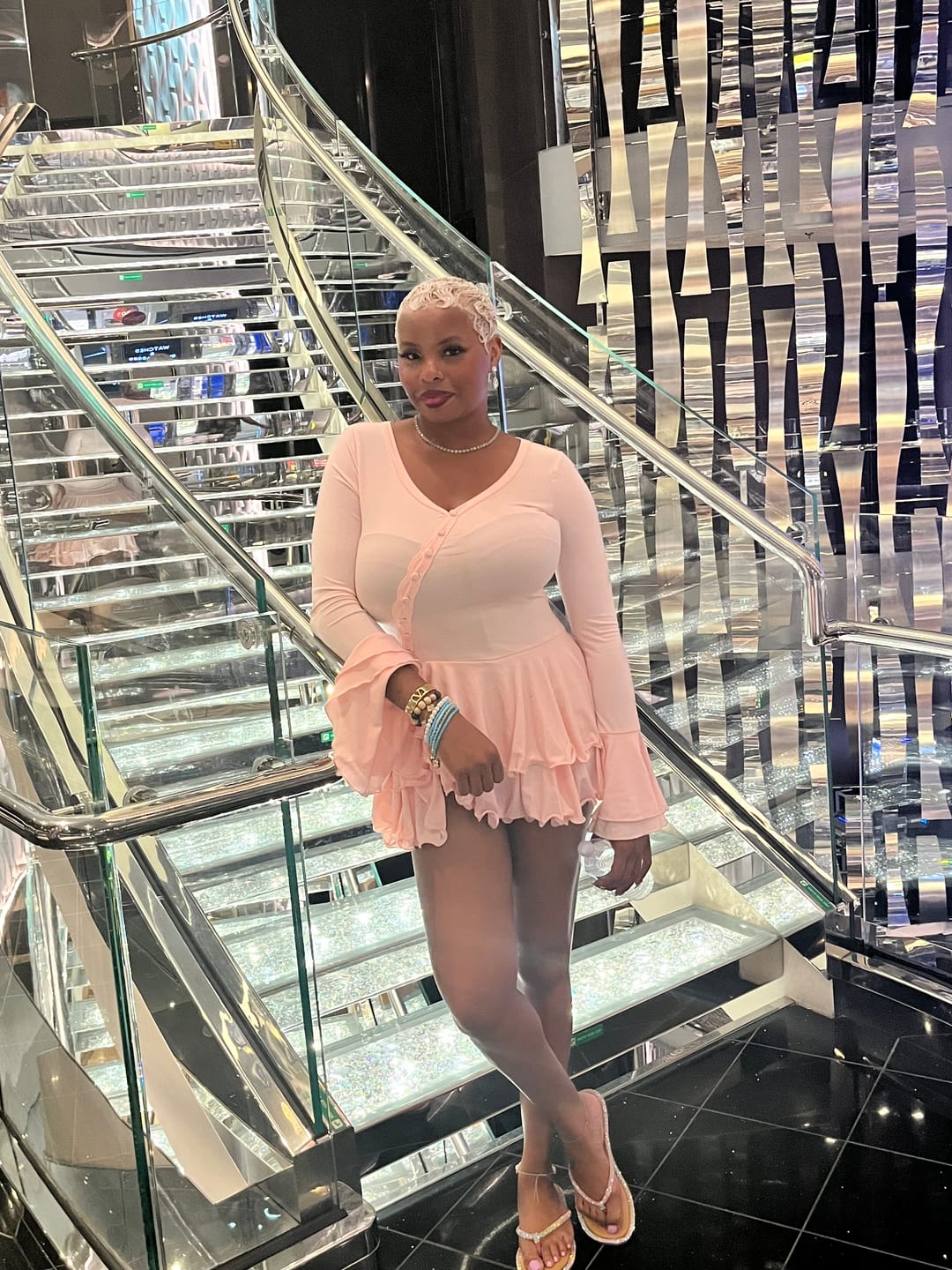 Customer photo review of Bell-Sleeve Ruffle Dress