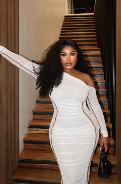 Customer photo review of Ivory Hourglass Midi Dress