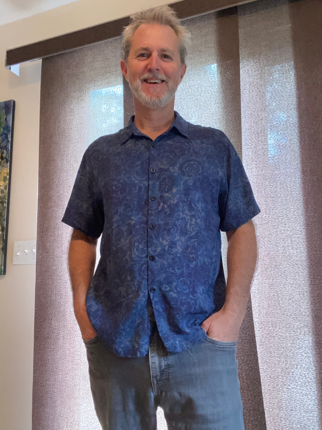 Customer photo review of Chemise Homme Bleu Marine Florale Vintage Manches Courtes