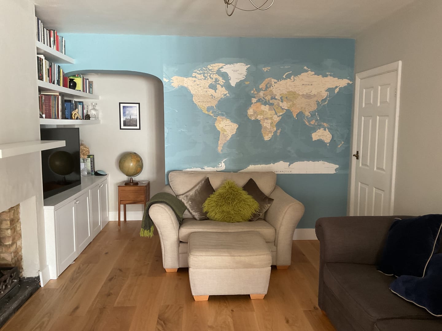 Customer photo review of Blue World Map - Blue World Map Wallpaper Mural