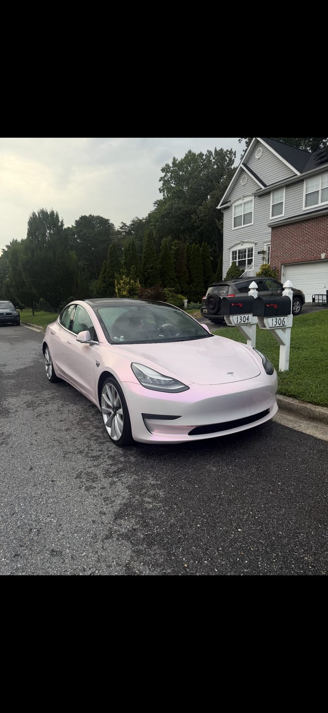 Customer photo review of Candy Metallic Pink White Vinyl Wrap