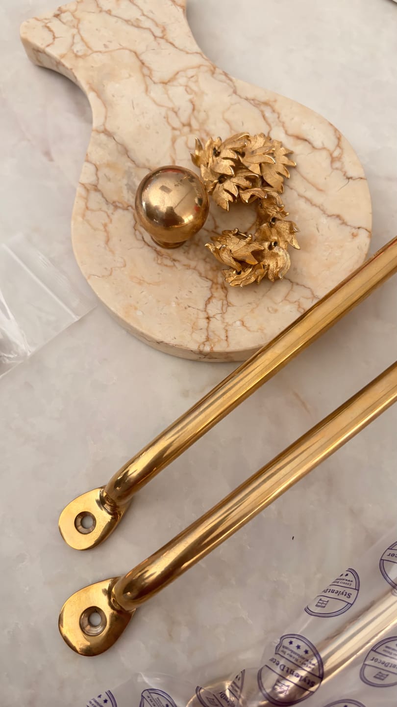 Customer photo review of Serene Cabinet Pulls - Unlacquered Brass Polished