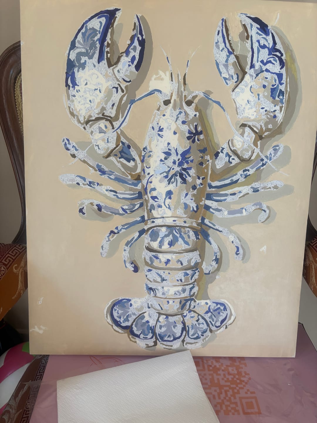Customer photo review of Delft Lobster | Paint by Number