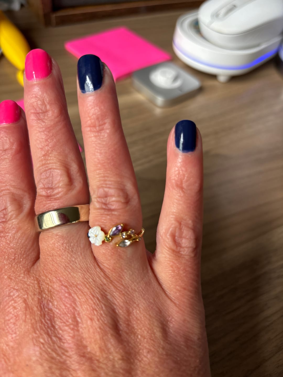 Customer photo review of Crystal White Blossom Ring Gold
