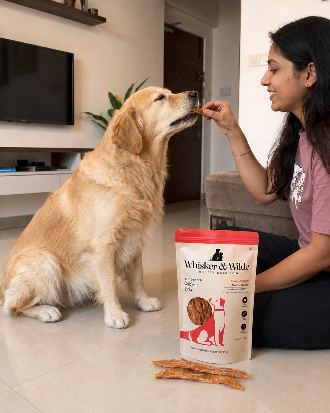 Customer photo review of Dehydrated Chicken Jerky – Original (Dog)