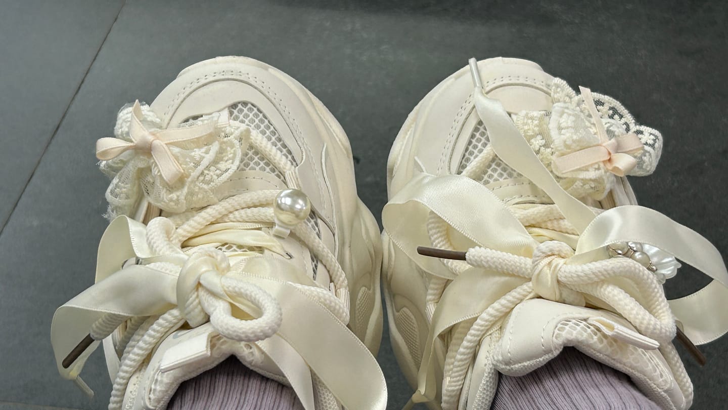 Customer photo review of Coquette Pearl Cloud Chunky Sneakers - Unisex