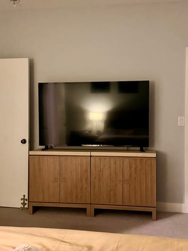 Customer photo review of Anton 32" Fluted Buffet Cabinets with Travertine Top (Set of 2)