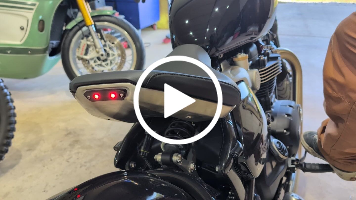 Customer video review of Triumph Bobber Machined Rear Seat Brake Kit - Kellermann Atto Integral LED's