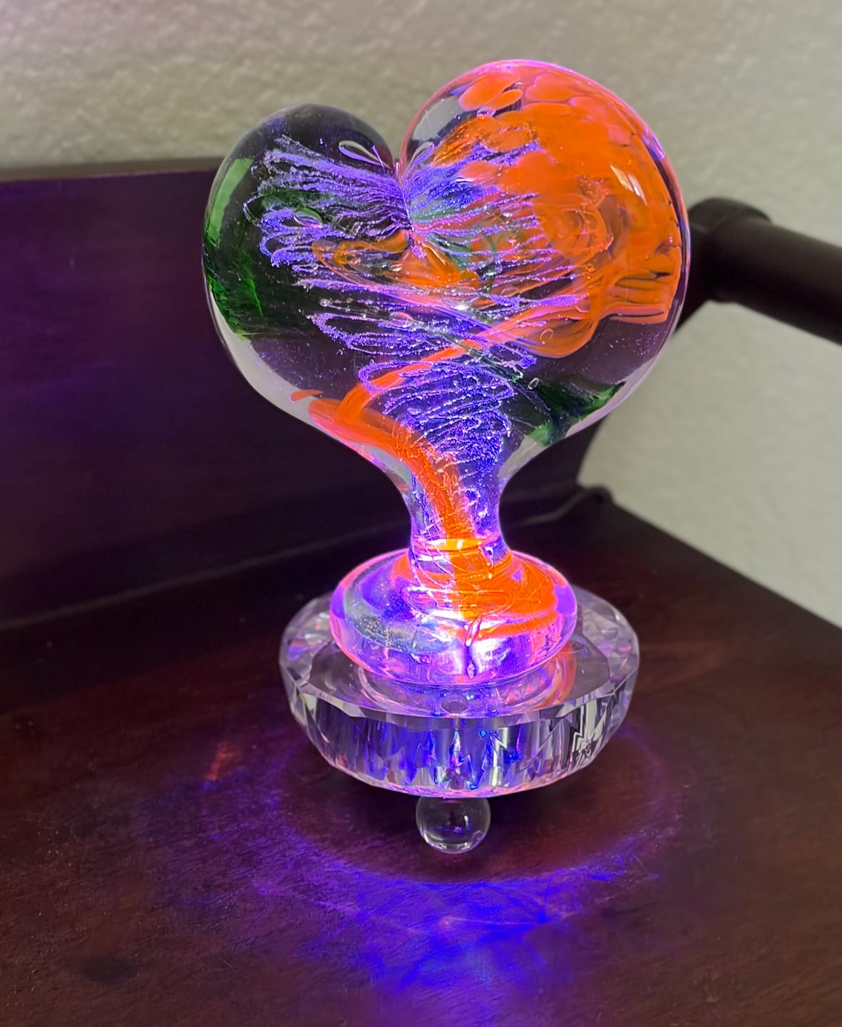 Customer photo review of Glass Heart with Cremation Ash - Standing