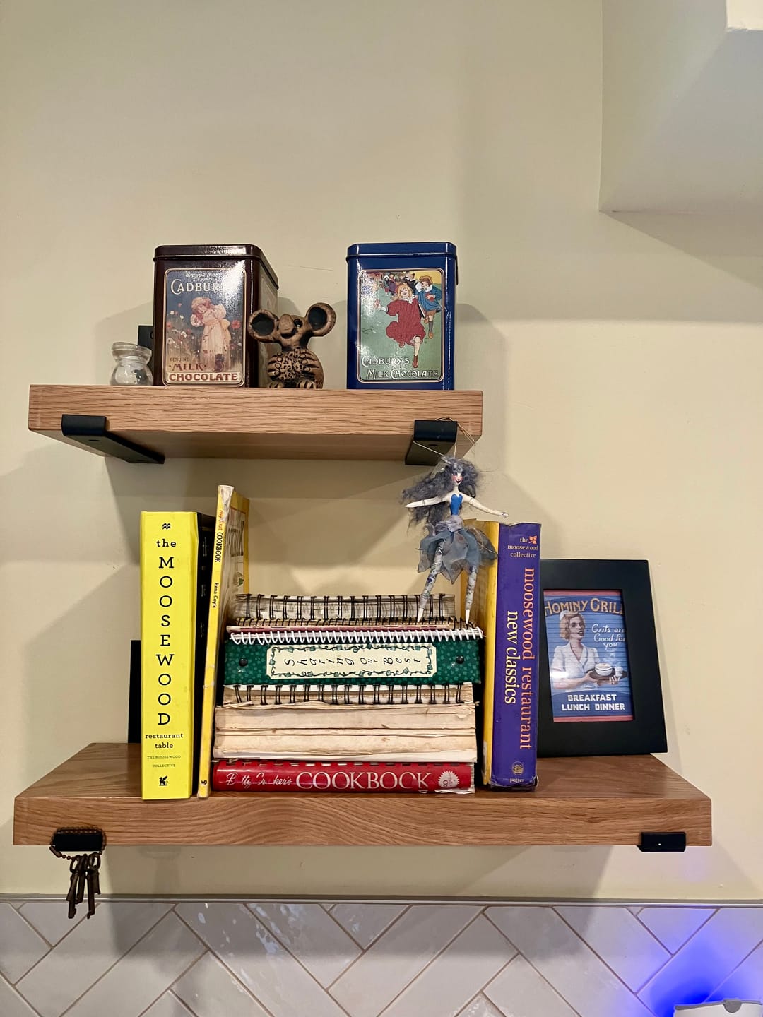 Customer photo review of White Oak Hardwood Shelves with Brackets