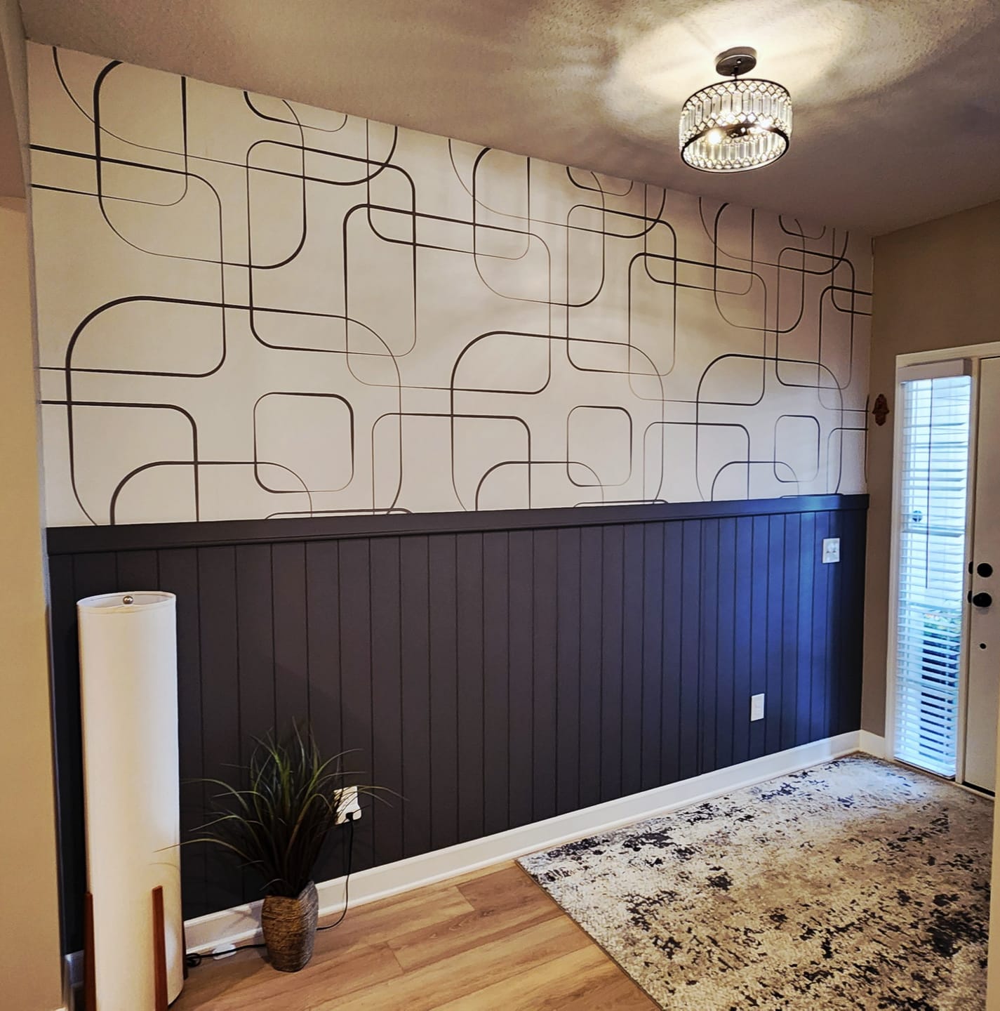 Customer photo review of Wisteria - Geometric Square Lines Wallpaper