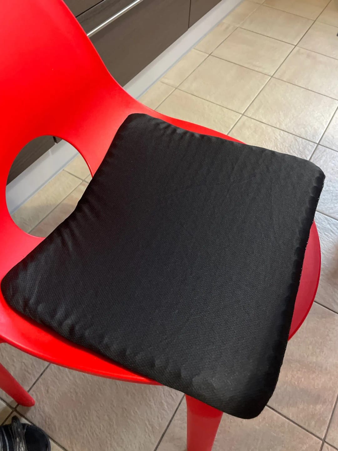 Customer photo review of Cojín de gel viscoelástico con forma de panal