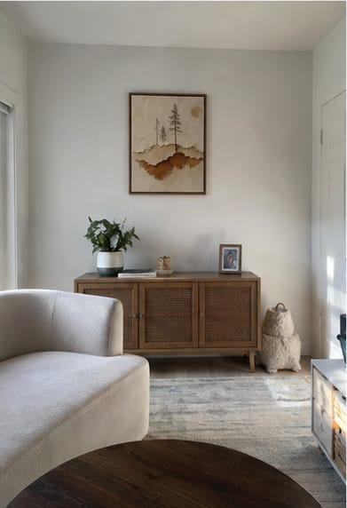 Customer photo review of Neutral Mountain Sunrise Canvas