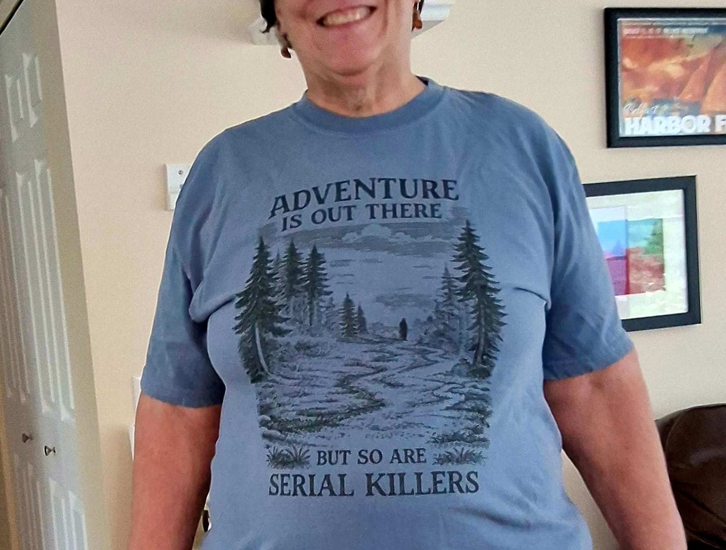Customer photo review of Adventure Is Out There T-Shirt