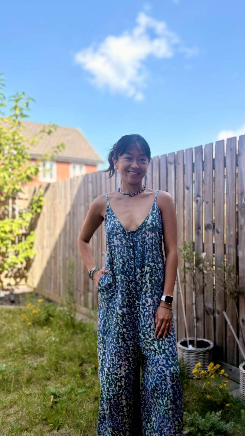 Customer photo review of Stonewash Kantha Jumpsuit - Drift