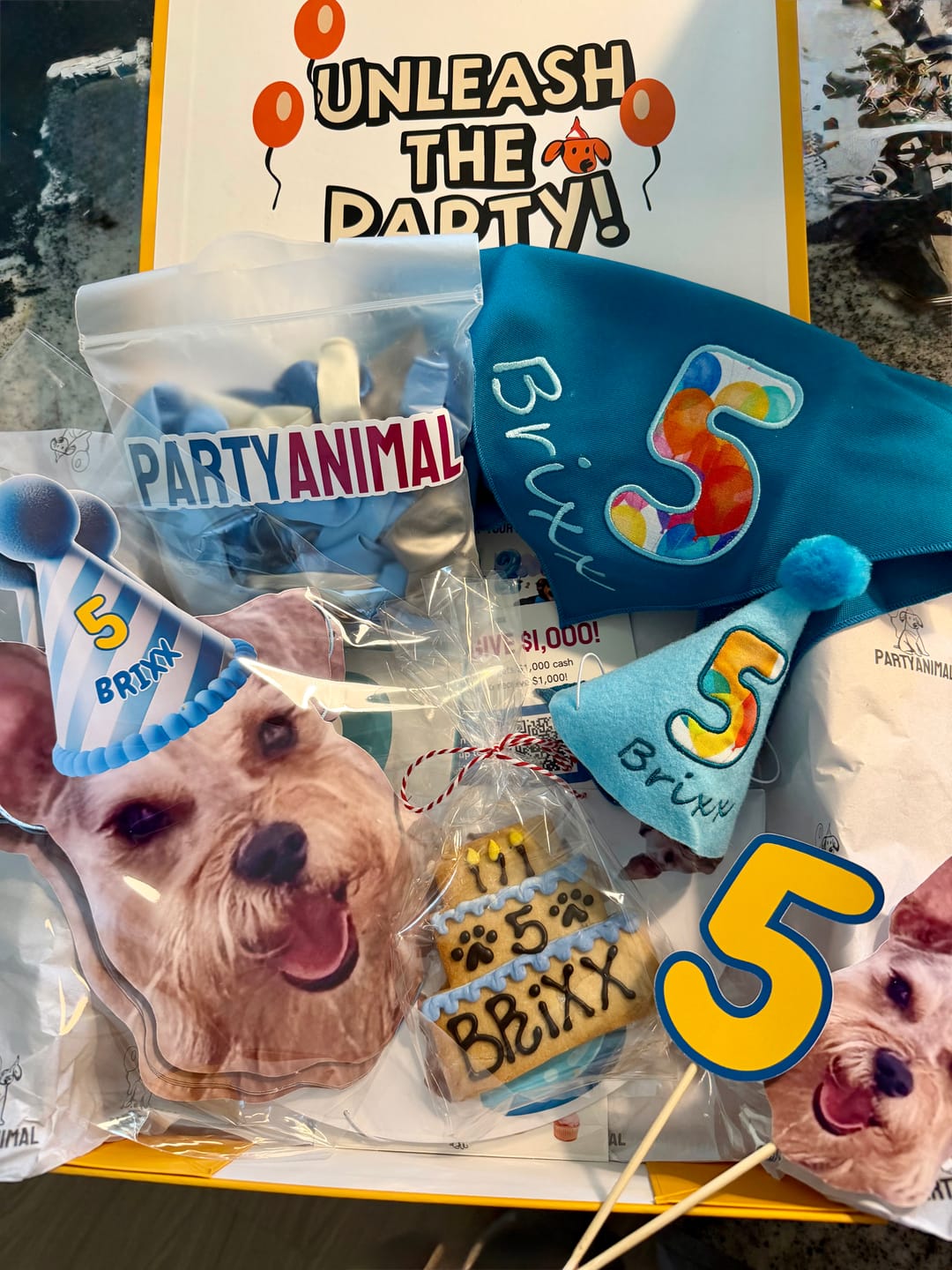 Customer photo review of Lite Personalized Dog Party Pack