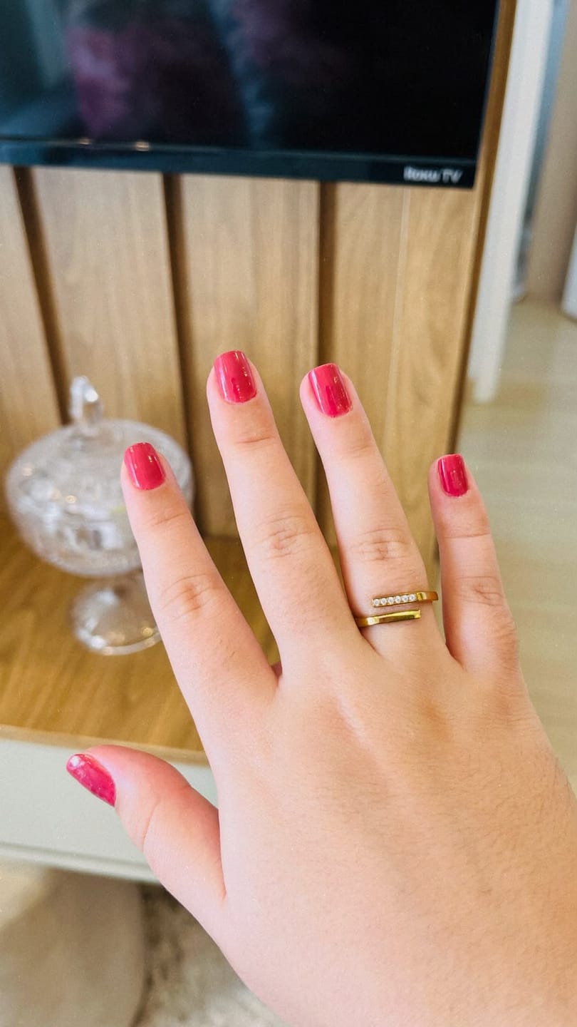 Customer photo review of Anel Skyline Regulável Banhado em Ouro 18k