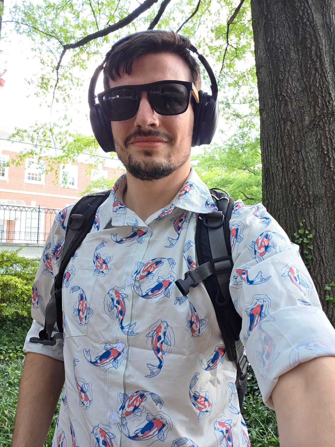 Customer photo review of Koi Lake Long Sleeve Button Up Shirt
