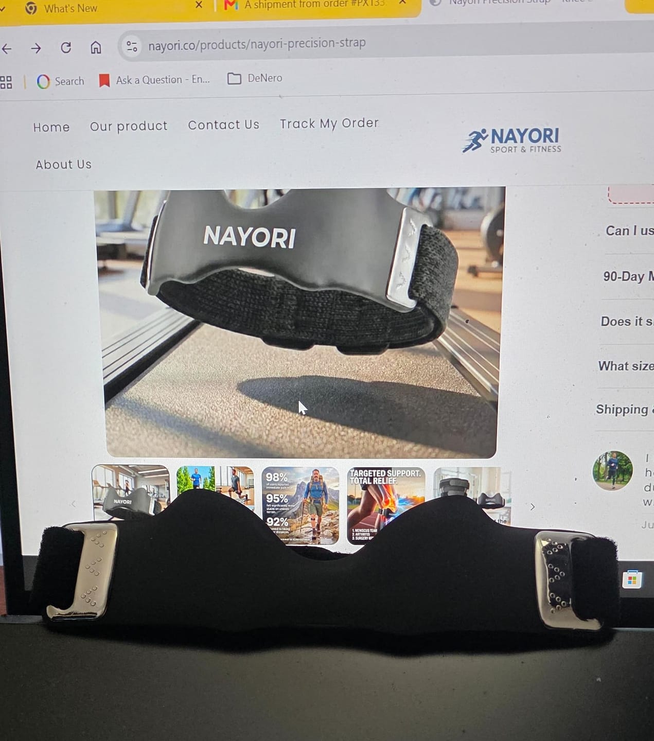 Customer photo review of Nayori Precision Strap – Knee Support That Moves With You